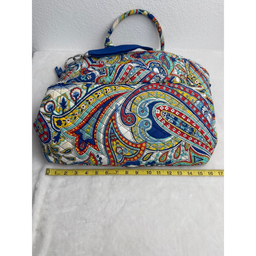 Vera Bradley Tote Bag Set Women Large Marina Paisley Like New Crossbody - Picture 8 of 11